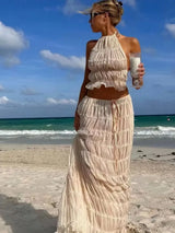 Backless Halter Lace Dress