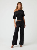 Off-shoulder Pleated Top