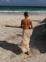 Backless Halter Lace Dress